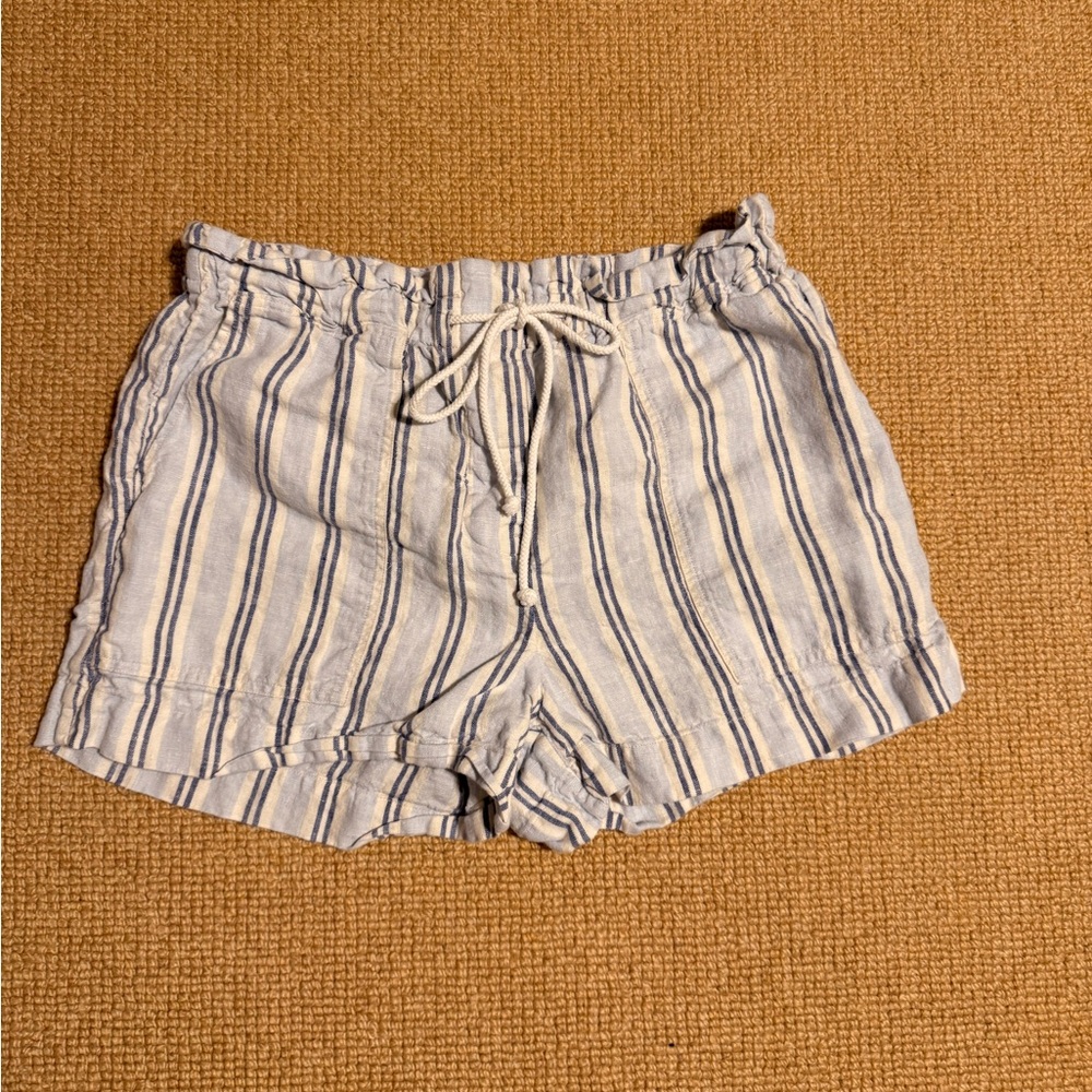 Rails Women's Blue and White Striped High-Waist drawstring Shorts size Medium